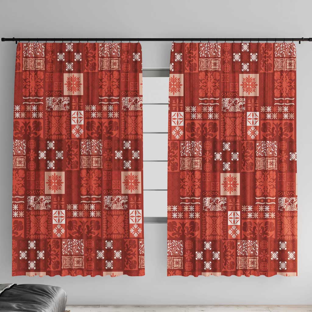 Vintage Hawaiian Quilting Patterns Window Curtain Red Style Tribal Fabric Patchwork - Polynesian Pride