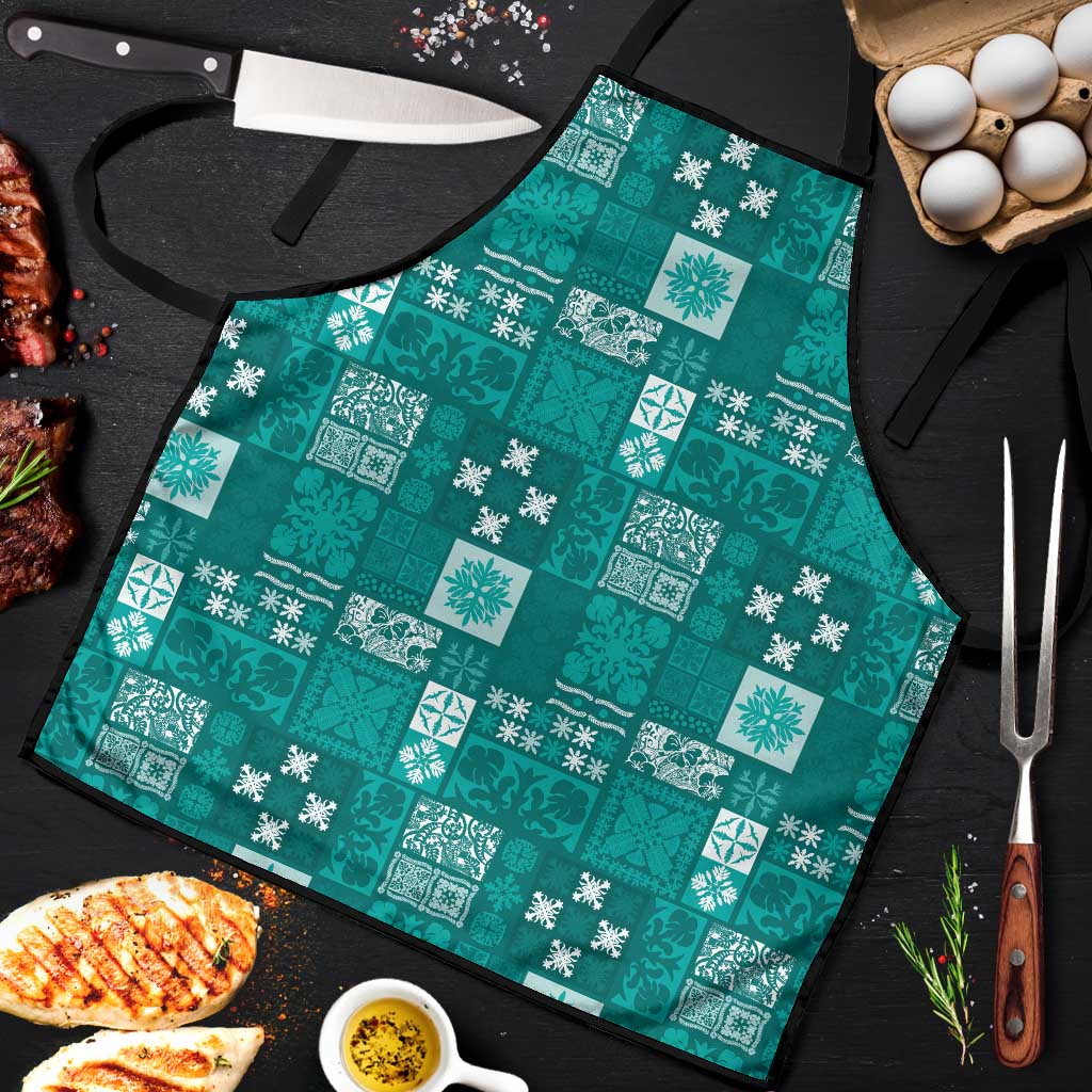 Vintage Hawaiian Quilting Patterns Apron Turquoise Style Tribal Fabric Patchwork - Polynesian Pride