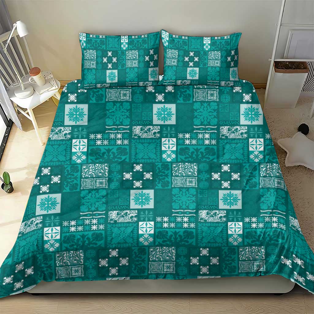 Vintage Hawaiian Quilting Patterns Bedding Set Turquoise Style Tribal Fabric Patchwork - Polynesian Pride