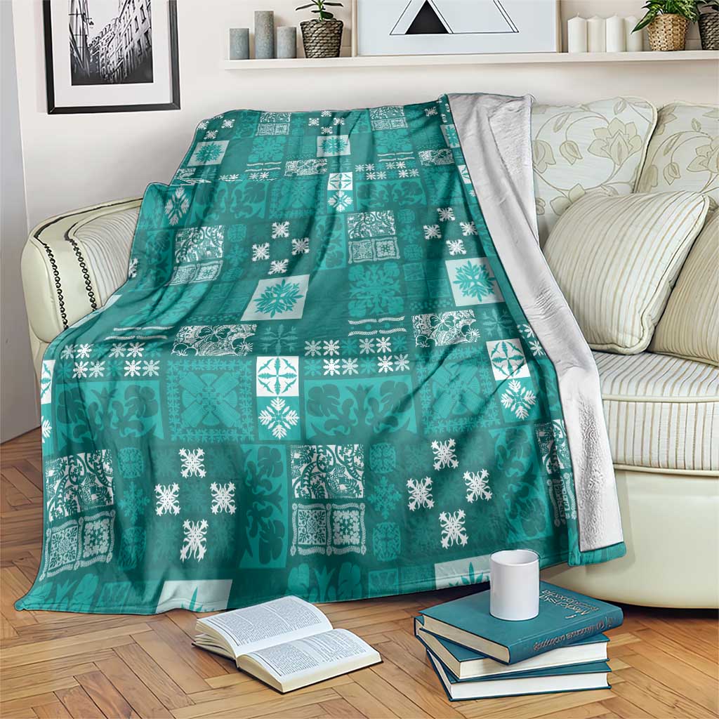 Vintage Hawaiian Quilting Patterns Blanket Turquoise Style Tribal Fabric Patchwork - Polynesian Pride