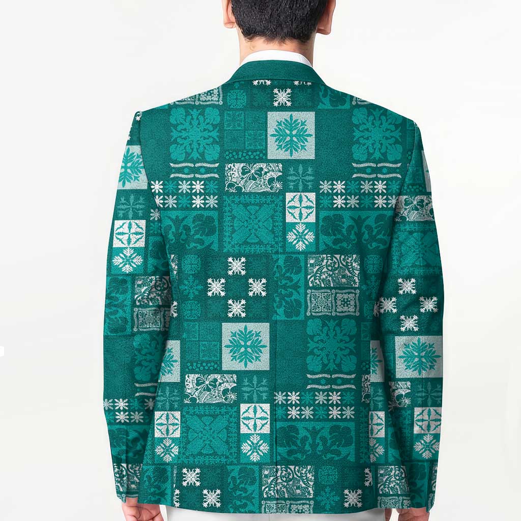 Vintage Hawaiian Quilting Patterns Blazer Turquoise Style Tribal Fabric Patchwork - Polynesian Pride