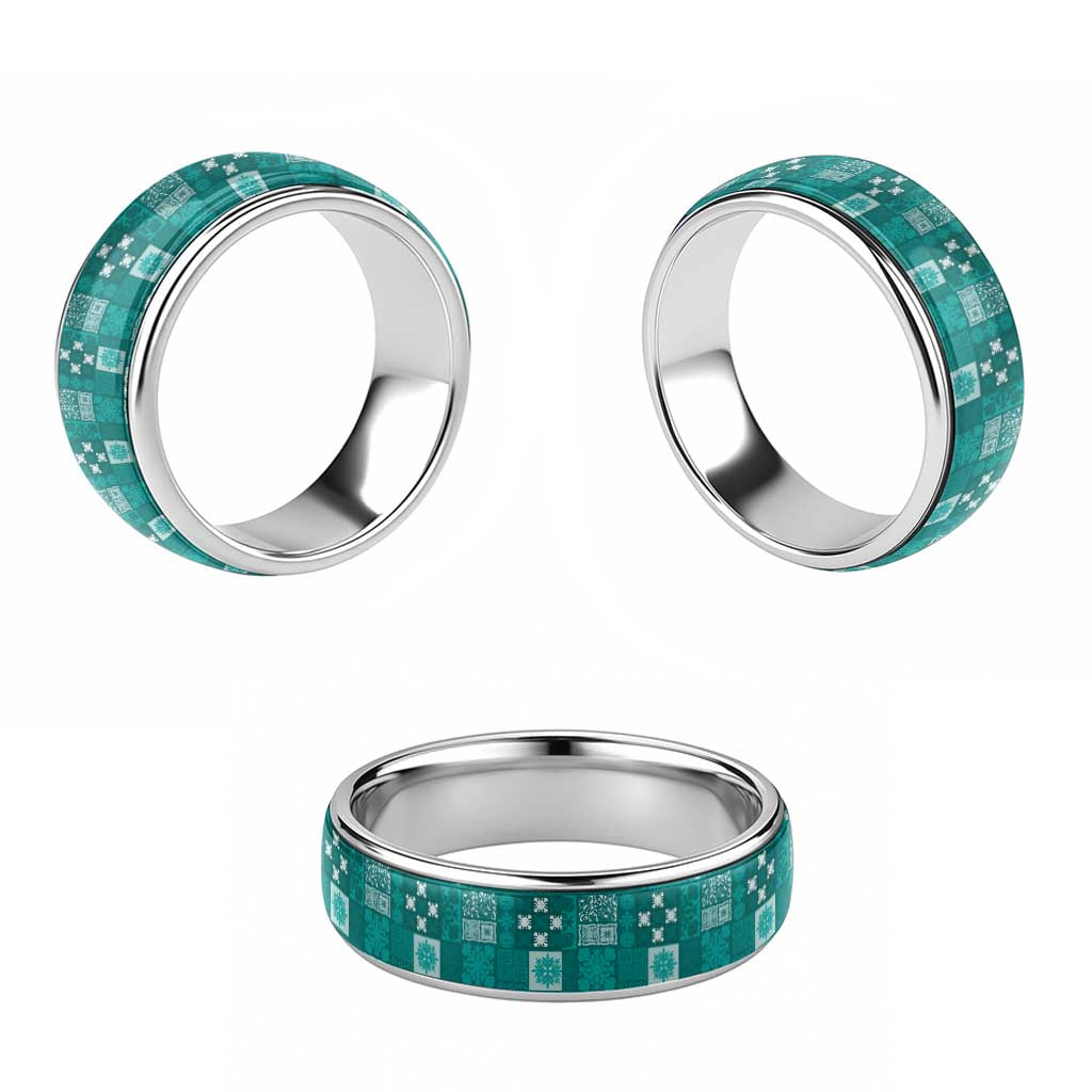 Vintage Hawaiian Quilting Patterns Classic Ring Turquoise Style Tribal Fabric Patchwork - Polynesian Pride