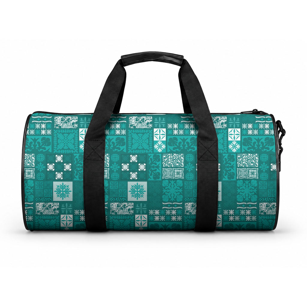 Vintage Hawaiian Quilting Patterns Duffle Bag Turquoise Style Tribal Fabric Patchwork LT9 One size Turquoise - Polynesian Pride