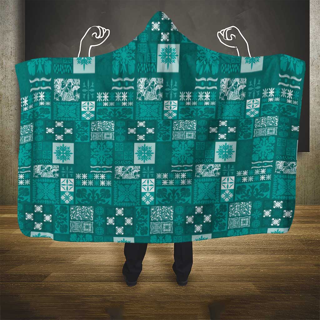 Vintage Hawaiian Quilting Patterns Hooded Blanket Turquoise Style Tribal Fabric Patchwork - Polynesian Pride
