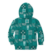 Vintage Hawaiian Quilting Patterns Kid Hoodie Turquoise Style Tribal Fabric Patchwork - Polynesian Pride
