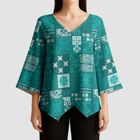 Vintage Hawaiian Quilting Patterns Kimono Sleeve Blouse Turquoise Style Tribal Fabric Patchwork - Polynesian Pride