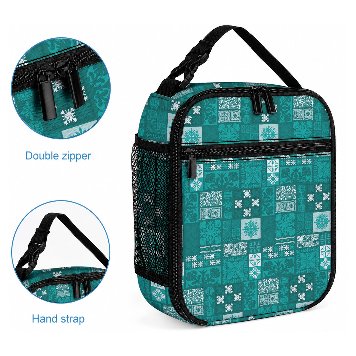 Vintage Hawaiian Quilting Patterns Lunch Bag Turquoise Style Tribal Fabric Patchwork LT9 - Polynesian Pride