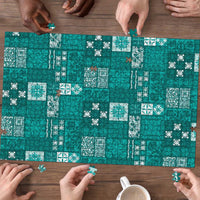 Vintage Hawaiian Quilting Patterns Puzzle Turquoise Style Tribal Fabric Patchwork - Polynesian Pride