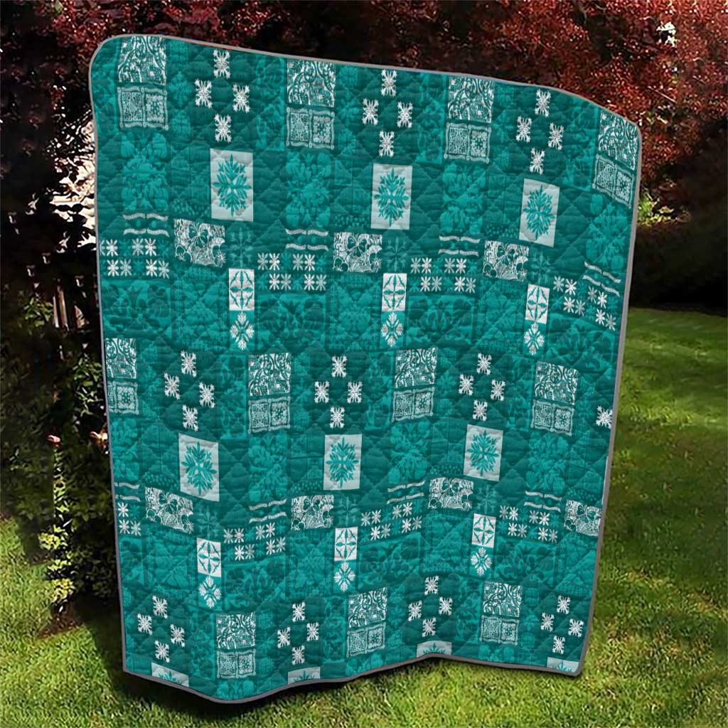 Vintage Hawaiian Quilting Patterns Quilt Turquoise Style Tribal Fabric Patchwork - Polynesian Pride