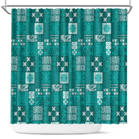 Vintage Hawaiian Quilting Patterns Shower Curtain Turquoise Style Tribal Fabric Patchwork - Polynesian Pride