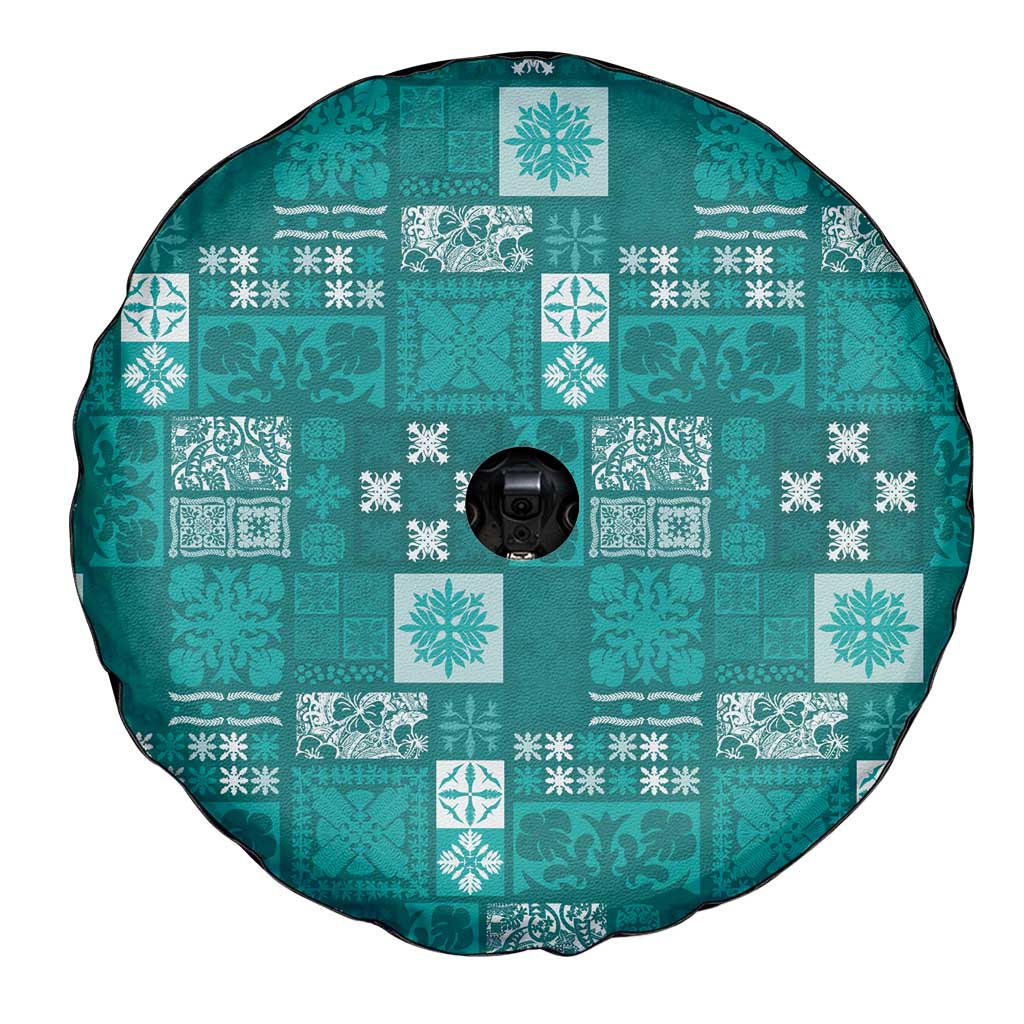 Vintage Hawaiian Quilting Patterns Spare Tire Cover Turquoise Style Tribal Fabric Patchwork - Polynesian Pride