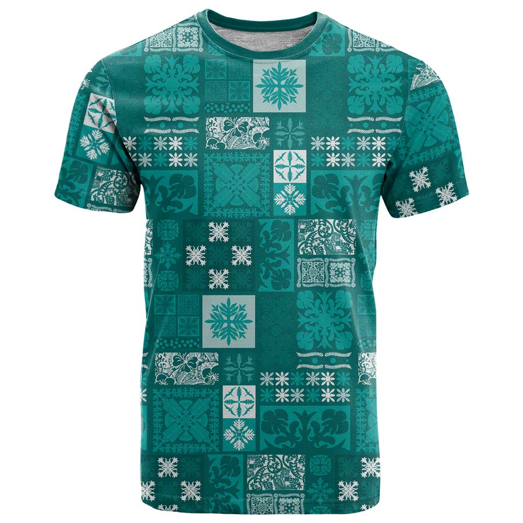 Vintage Hawaiian Quilting Patterns T Shirt Turquoise Style Tribal Fabric Patchwork - Polynesian Pride