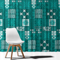 Vintage Hawaiian Quilting Patterns Window Curtain Turquoise Style Tribal Fabric Patchwork - Polynesian Pride