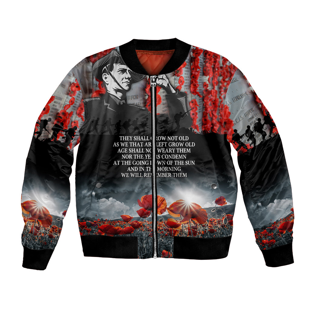 ANZAC DAY Heroes Of The Gallipoli Bomber Jacket LT9 Unisex Black - Polynesian Pride