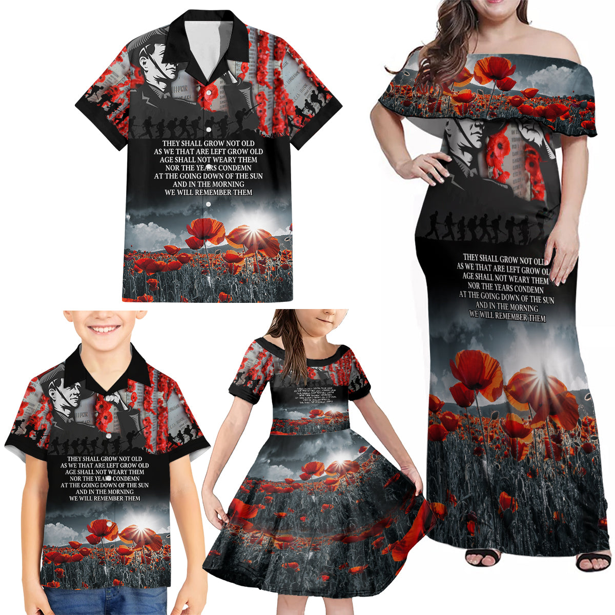 ANZAC DAY Heroes Of The Gallipoli Family Matching Off Shoulder Maxi Dress and Hawaiian Shirt LT9 - Polynesian Pride