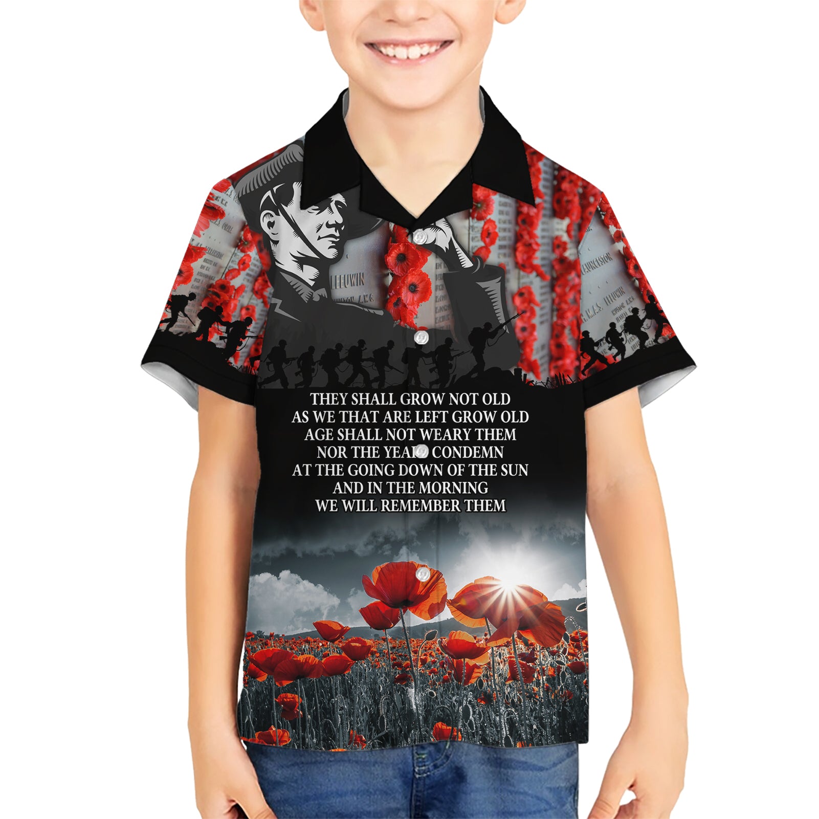 ANZAC DAY Heroes Of The Gallipoli Kid Hawaiian Shirt LT9 Kid Black - Polynesian Pride