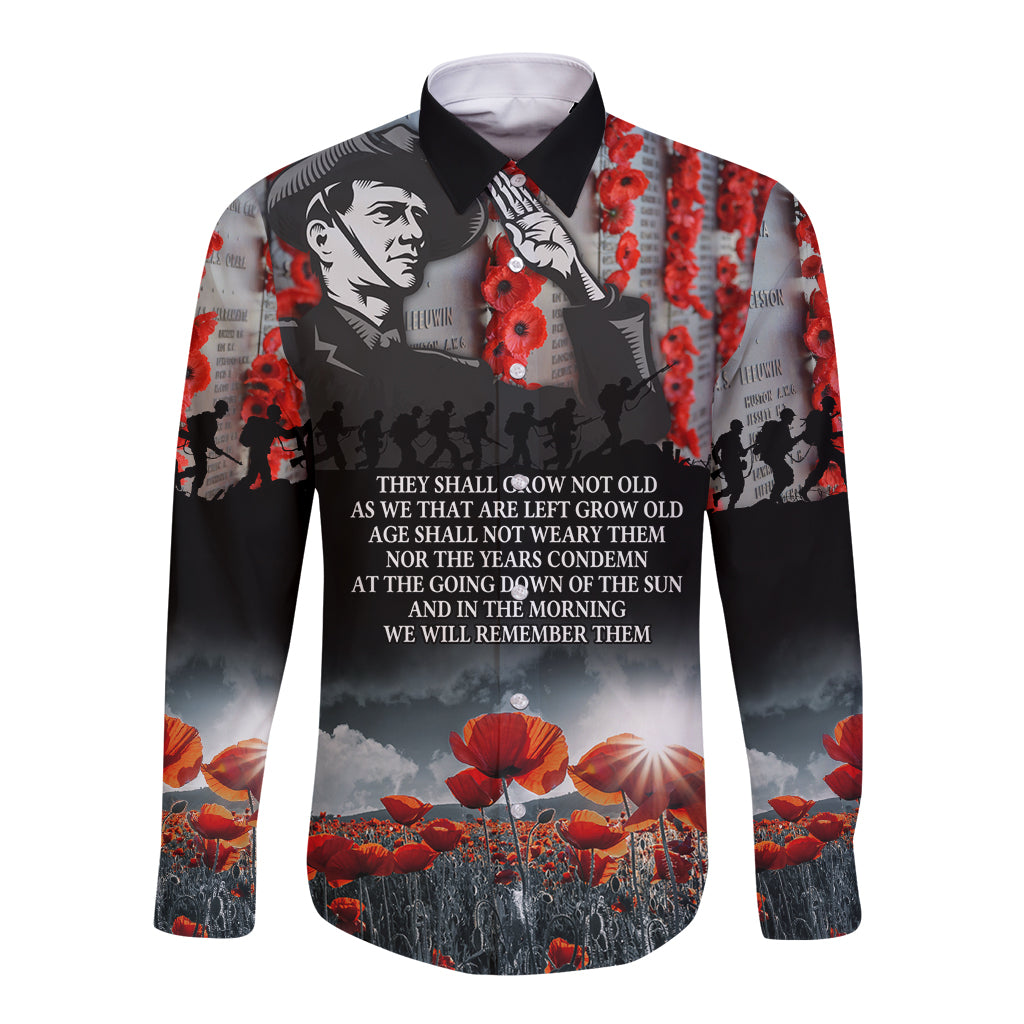 ANZAC DAY Heroes Of The Gallipoli Long Sleeve Button Shirt LT9 Unisex Black - Polynesian Pride