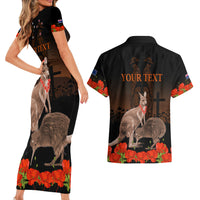 Kangaroo and Kiwi Bird ANZAC Day Custom Couples Matching Short Sleeve Bodycon Dress and Hawaiian Shirt Soldier Style LT9 - Polynesian Pride