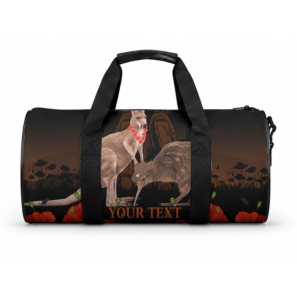 Kangaroo and Kiwi Bird ANZAC Day Custom Duffle Bag Soldier Style LT9 One size Black - Polynesian Pride