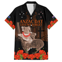 Koala and Kiwi Bird ANZAC Day Custom Family Matching Off Shoulder Long Sleeve Dress and Hawaiian Shirt Soldier Style LT9 Dad's Shirt - Short Sleeve Black - Polynesian Pride