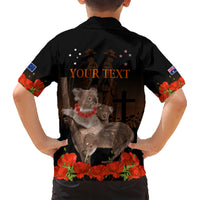 Koala and Kiwi Bird ANZAC Day Custom Family Matching Short Sleeve Bodycon Dress and Hawaiian Shirt Soldier Style LT9 - Polynesian Pride