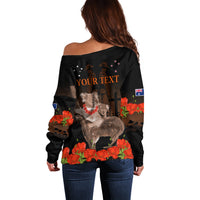 Koala and Kiwi Bird ANZAC Day Custom Off Shoulder Sweater Soldier Style LT9 - Polynesian Pride