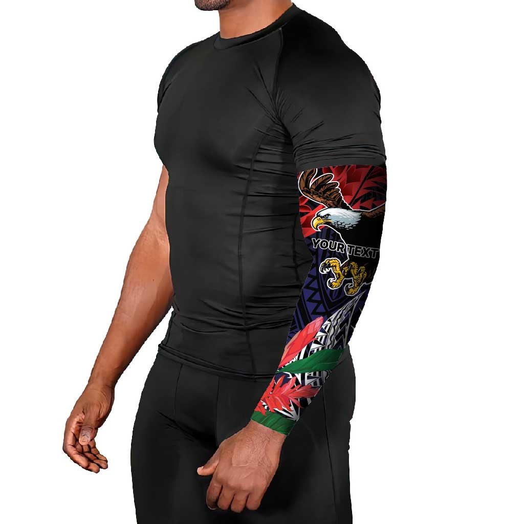 American Samoa Bald Eagle Personalized Arm Sleeves Samoa Muamua Le Atua LT9 - Polynesian Pride