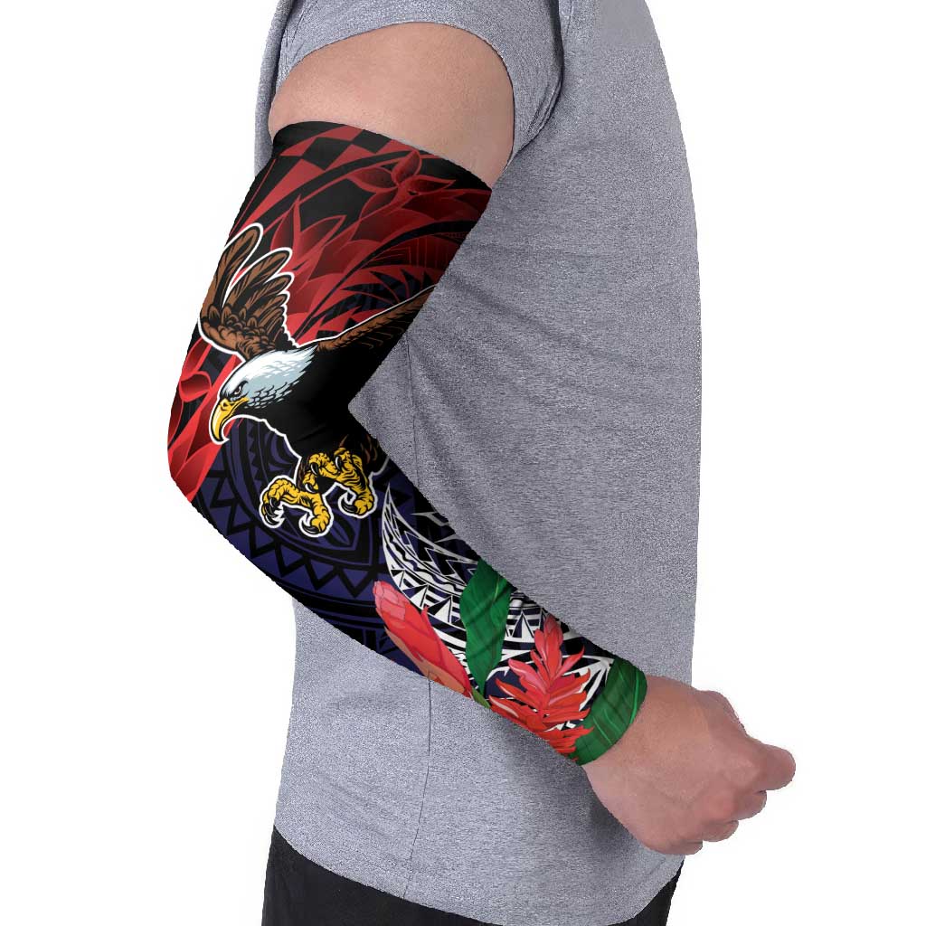 American Samoa Bald Eagle Personalized Arm Sleeves Samoa Muamua Le Atua LT9 - Polynesian Pride