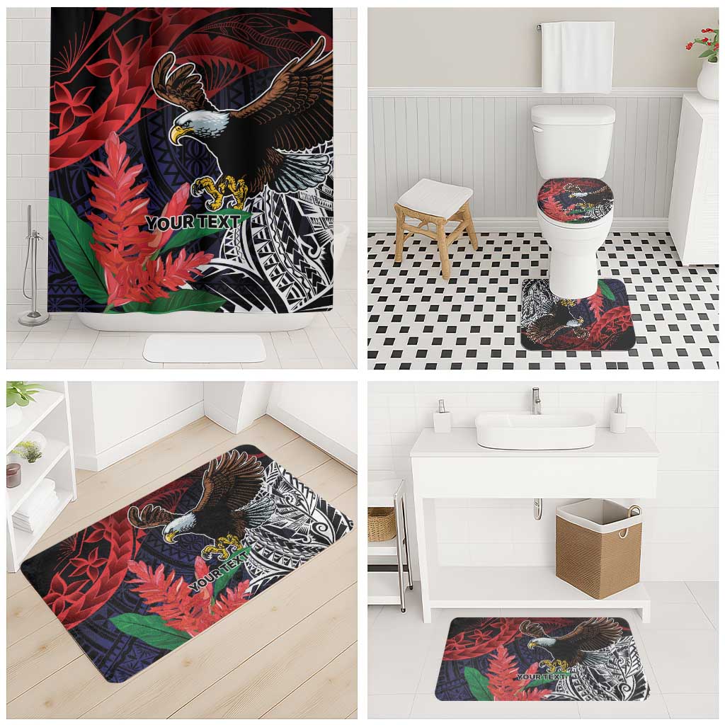 American Samoa Bald Eagle Personalized Bathroom Set Samoa Muamua Le Atua - Polynesian Pride