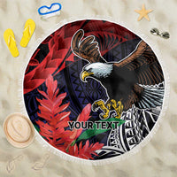 American Samoa Bald Eagle Personalized Beach Blanket Samoa Muamua Le Atua