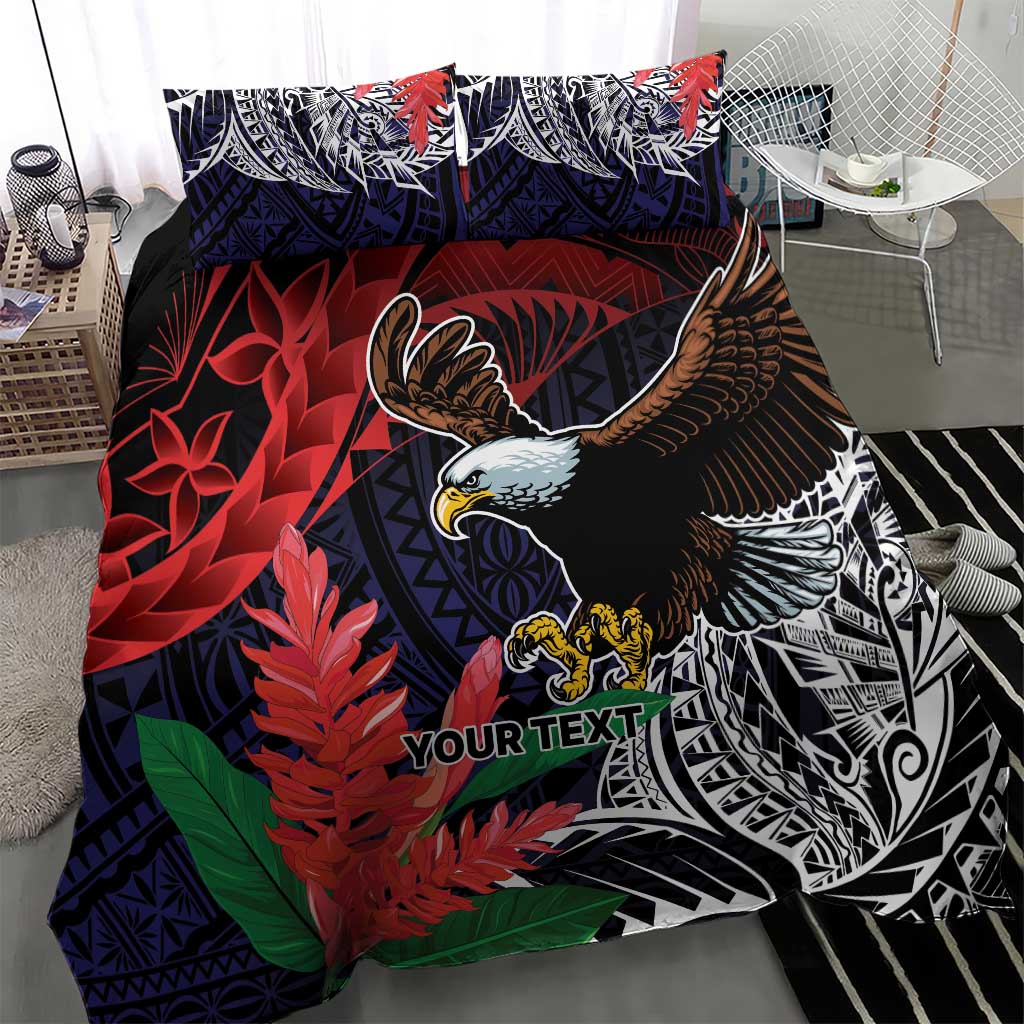 American Samoa Bald Eagle Personalized Bedding Set Samoa Muamua Le Atua