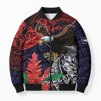 American Samoa Bald Eagle Personalized Bomber Puffer Jacket Samoa Muamua Le Atua LT9 Unisex Blue - Polynesian Pride