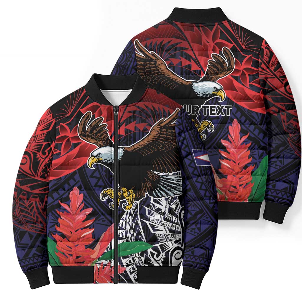 American Samoa Bald Eagle Personalized Bomber Puffer Jacket Samoa Muamua Le Atua LT9 - Polynesian Pride