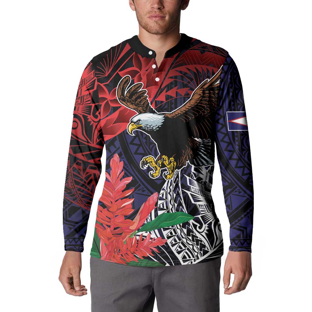 American Samoa Bald Eagle Personalized Button Sweatshirt Samoa Muamua Le Atua