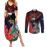 American Samoa Bald Eagle Personalized Couples Matching Summer Maxi Dress and Long Sleeve Button Shirt Samoa Muamua Le Atua