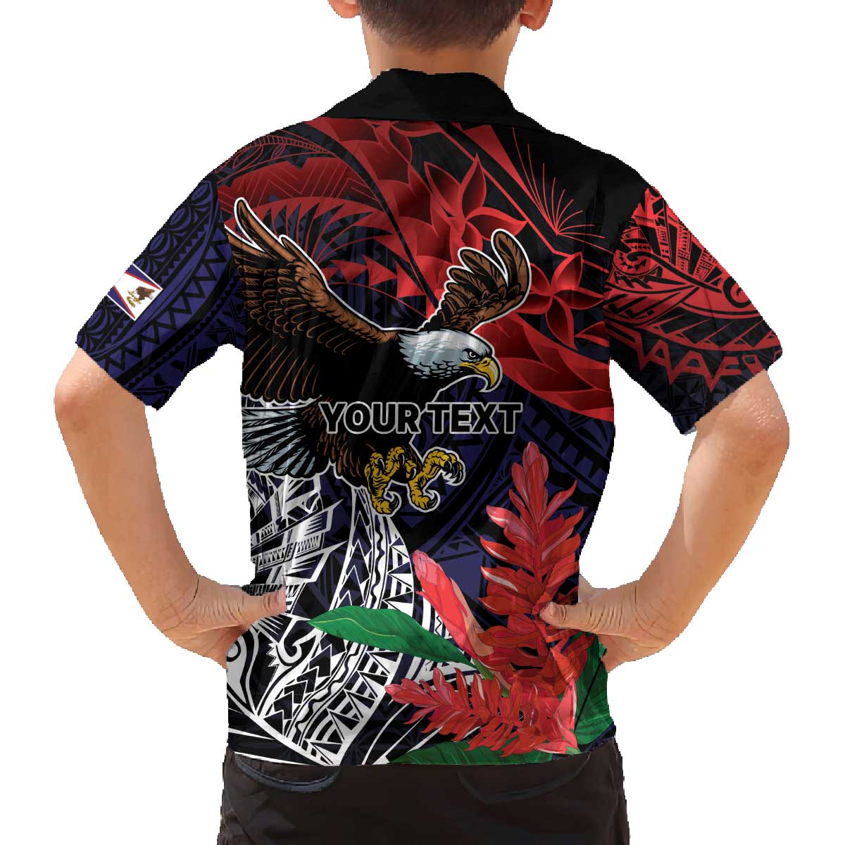 American Samoa Bald Eagle Personalized Family Matching Off The Shoulder Long Sleeve Dress and Hawaiian Shirt Samoa Muamua Le Atua