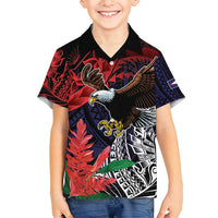 American Samoa Bald Eagle Personalized Family Matching Off Shoulder Short Dress and Hawaiian Shirt Samoa Muamua Le Atua