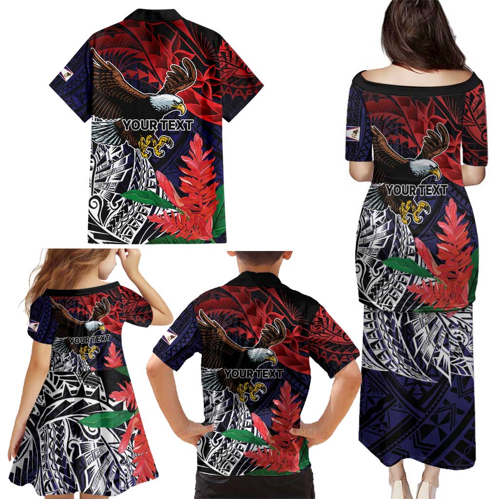 American Samoa Bald Eagle Personalized Family Matching Puletasi and Hawaiian Shirt Samoa Muamua Le Atua