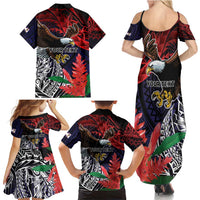 American Samoa Bald Eagle Personalized Family Matching Summer Maxi Dress and Hawaiian Shirt Samoa Muamua Le Atua