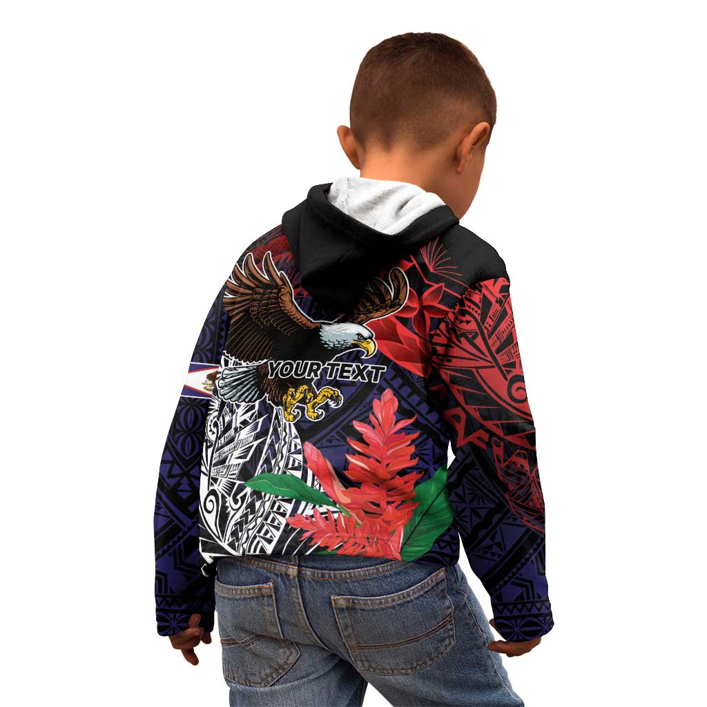 American Samoa Bald Eagle Personalized Kid Hoodie Samoa Muamua Le Atua