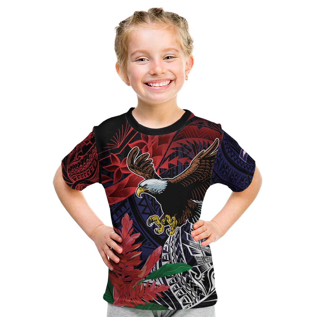 American Samoa Bald Eagle Personalized Kid T Shirt Samoa Muamua Le Atua