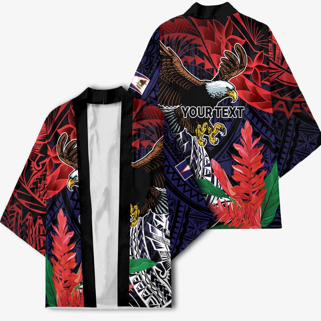 American Samoa Bald Eagle Personalized Kimono Samoa Muamua Le Atua LT9 - Polynesian Pride