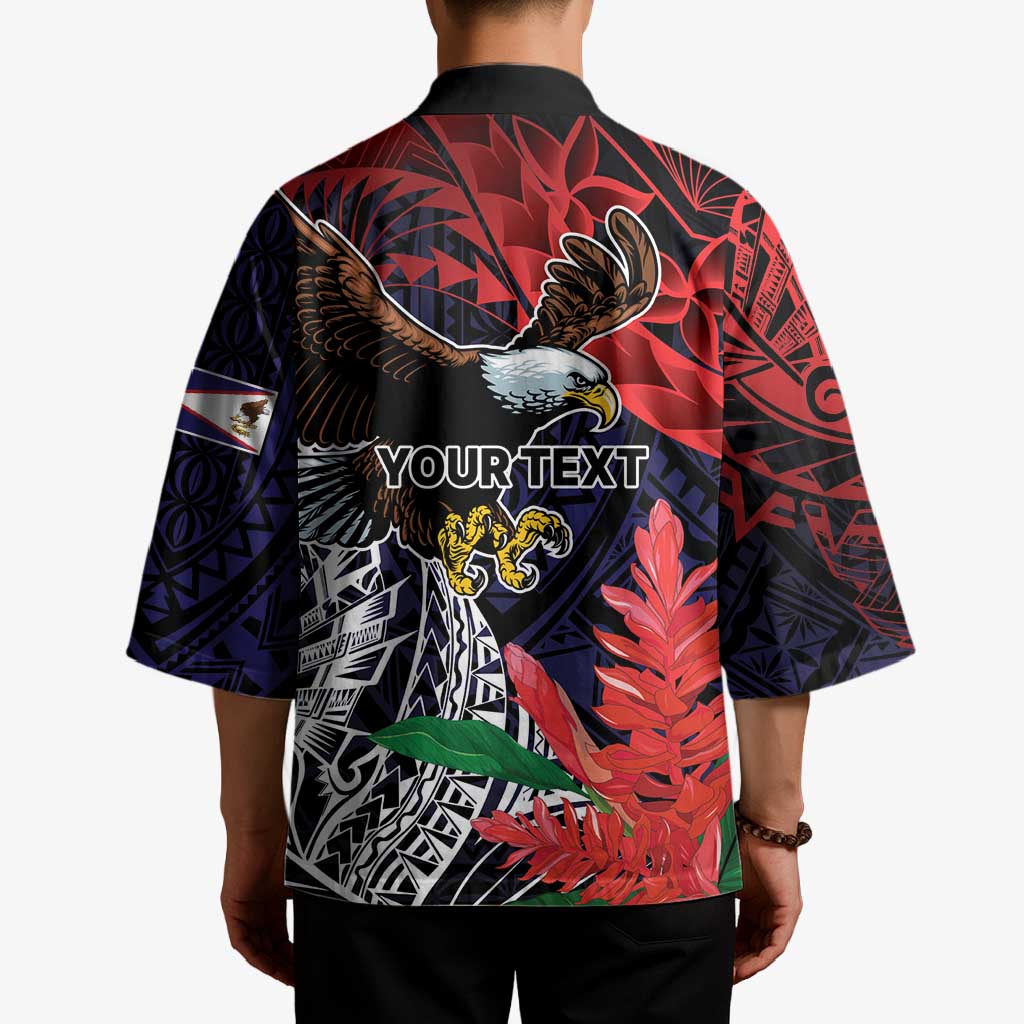 American Samoa Bald Eagle Personalized Kimono Samoa Muamua Le Atua LT9 - Polynesian Pride