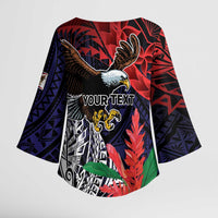 American Samoa Bald Eagle Personalized Kimono Sleeve Blouse Samoa Muamua Le Atua - Polynesian Pride