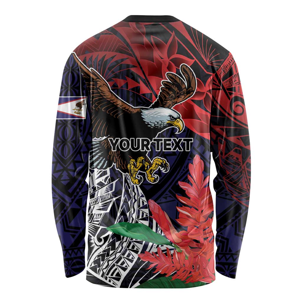 American Samoa Bald Eagle Personalized Long Sleeve Shirt Samoa Muamua Le Atua