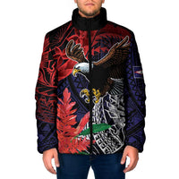 American Samoa Bald Eagle Personalized Padded Jacket Samoa Muamua Le Atua LT9 Men Blue - Polynesian Pride