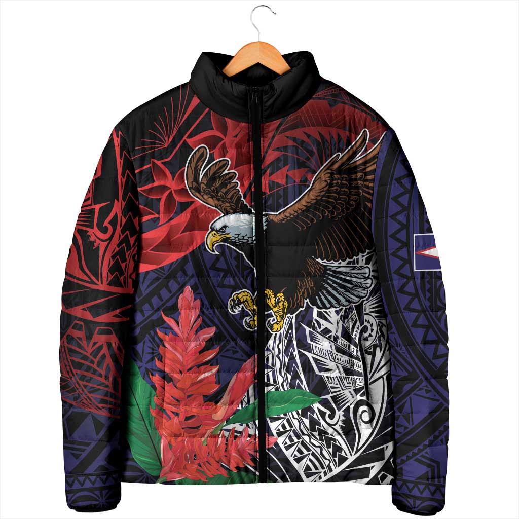 American Samoa Bald Eagle Personalized Padded Jacket Samoa Muamua Le Atua LT9 - Polynesian Pride