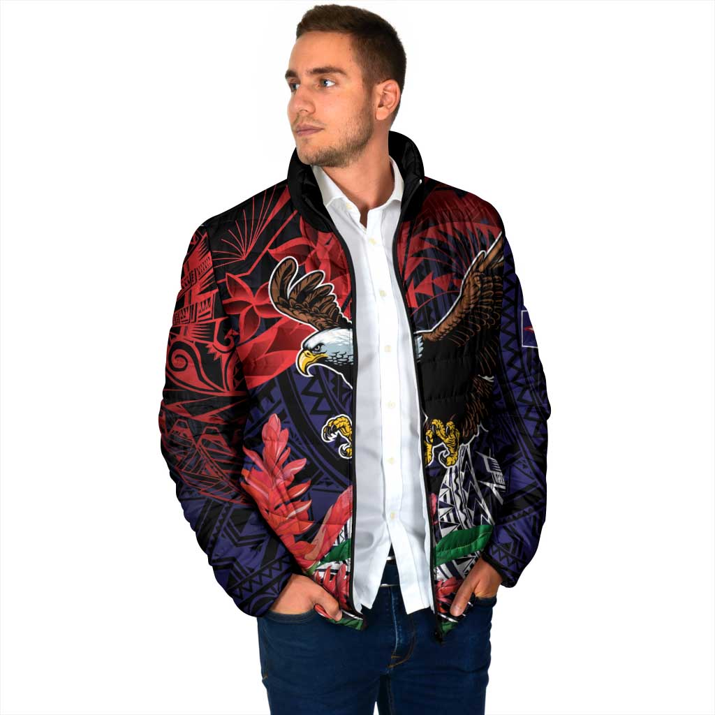 American Samoa Bald Eagle Personalized Padded Jacket Samoa Muamua Le Atua LT9 - Polynesian Pride