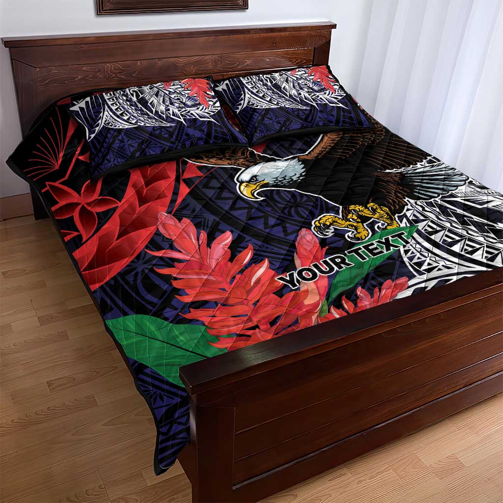 American Samoa Bald Eagle Personalized Quilt Bed Set Samoa Muamua Le Atua