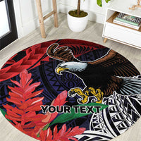 American Samoa Bald Eagle Personalized Round Carpet Samoa Muamua Le Atua